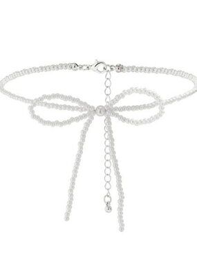 Faux-pearl bow necklace